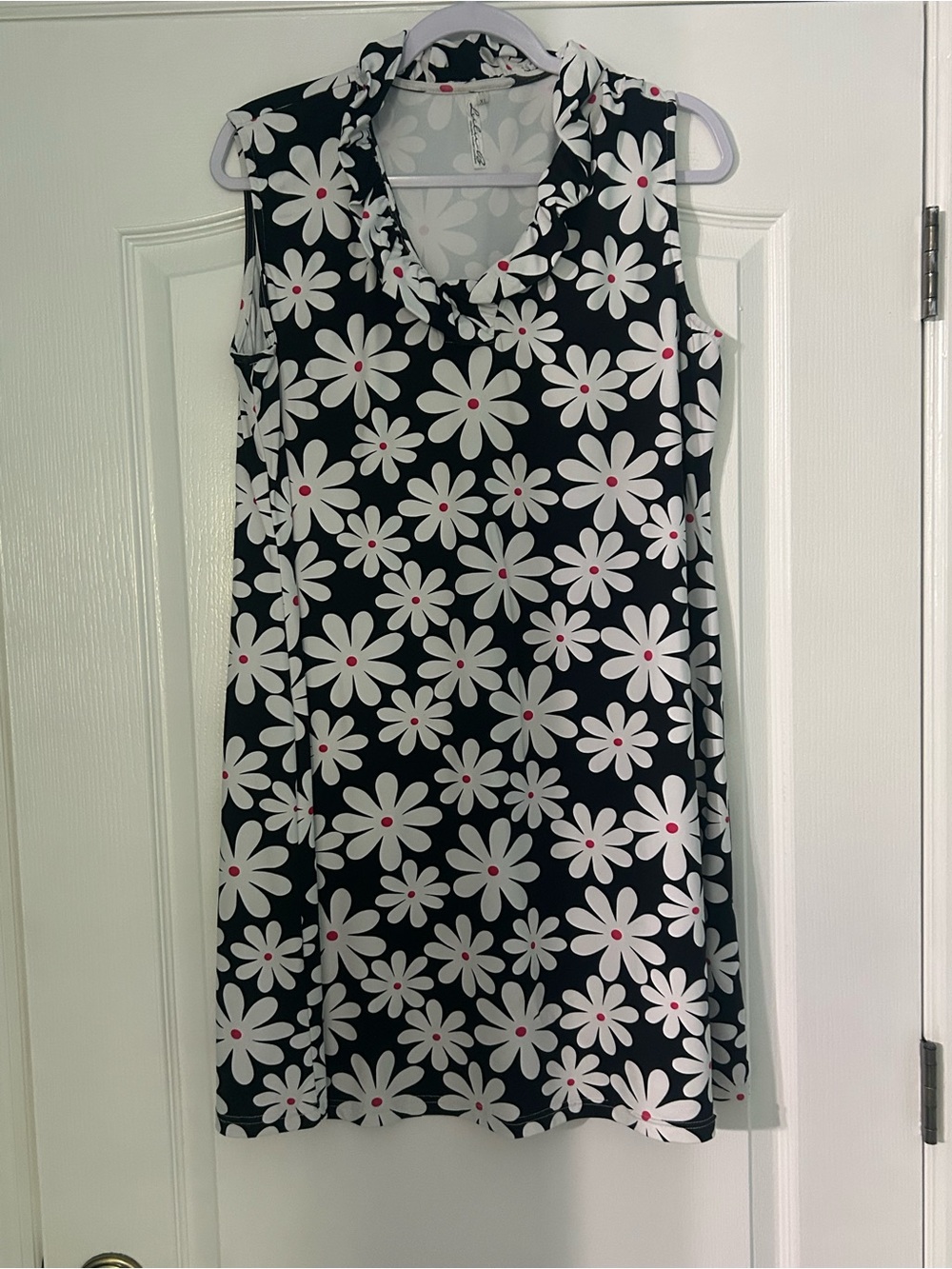 LULU B Black Floral Sleeveless Dress with Pink Accent XL